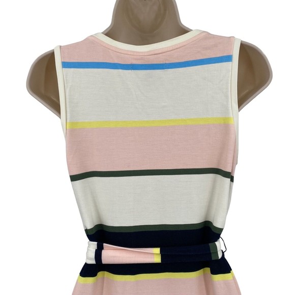 Banana Republic Dress Size Small Knit Striped Color Block Midi Pink Multi - Picture 6 of 9